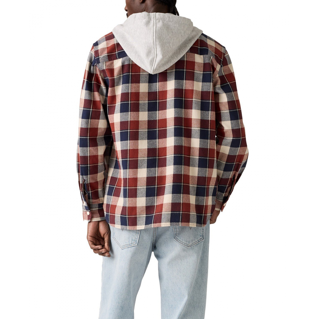 'Relaxed Fit Hooded Long Sleeve Button-Front Overshirt' pour Hommes