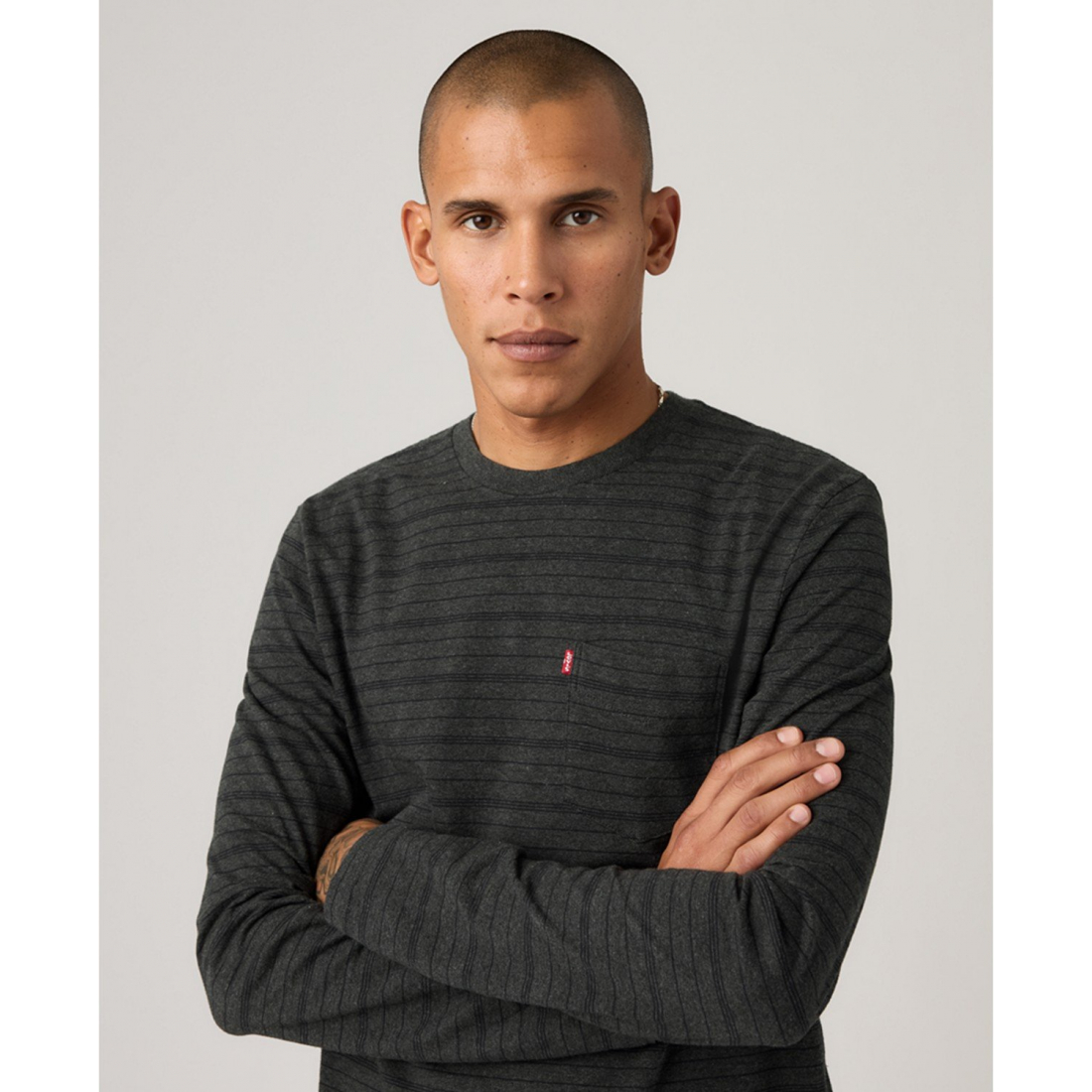 'Long-Sleeve Crewneck Pocket T-Shirt' pour Hommes