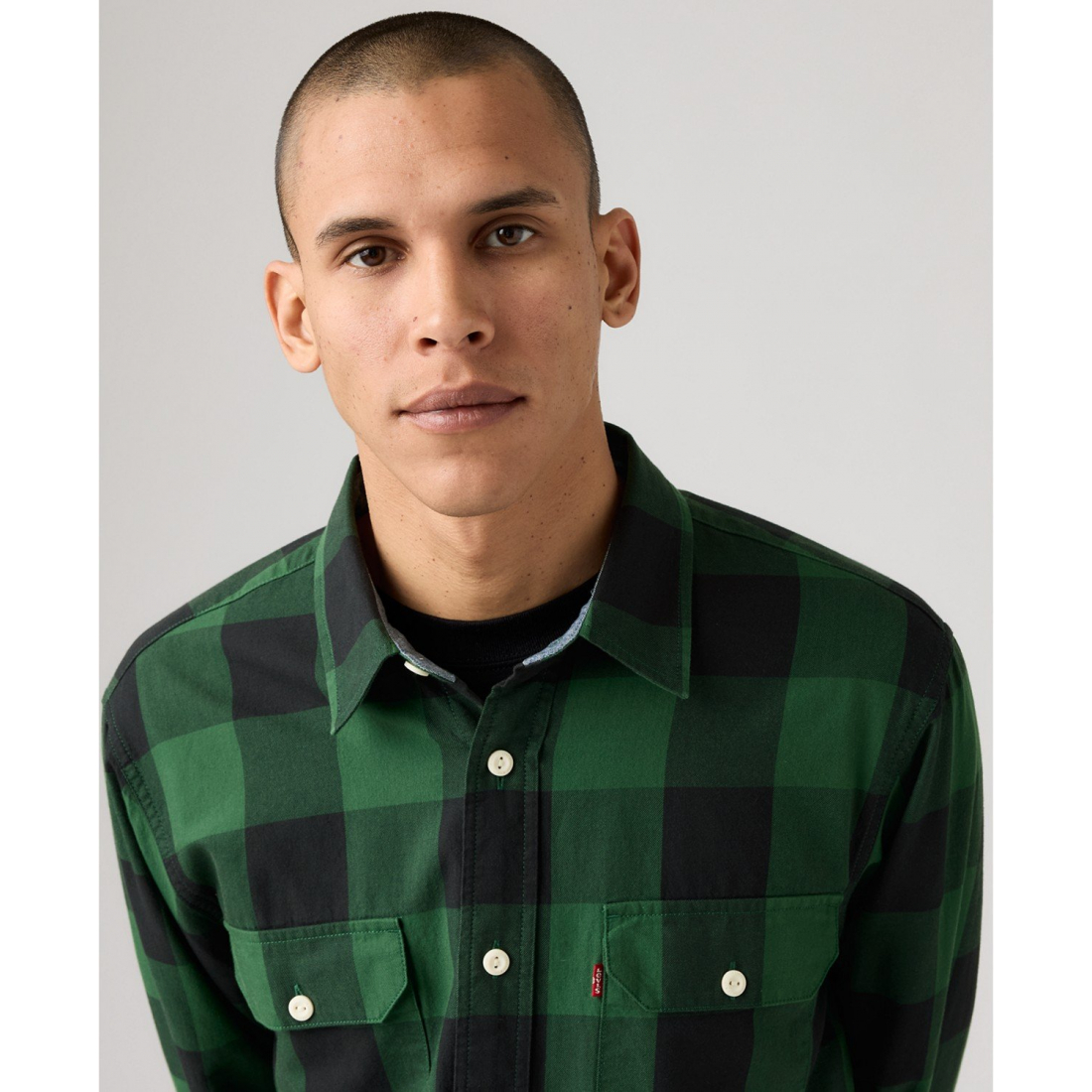 'Relaxed-Fit Long-Sleeve Button-Front Worker Shirt' pour Hommes