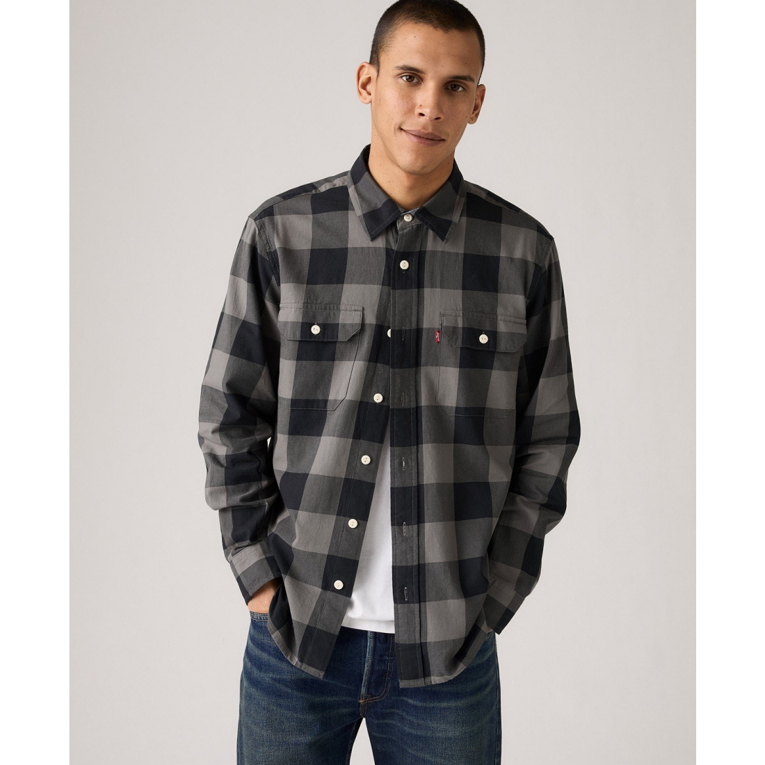 'Relaxed-Fit Long-Sleeve Button-Front Worker Shirt' pour Hommes