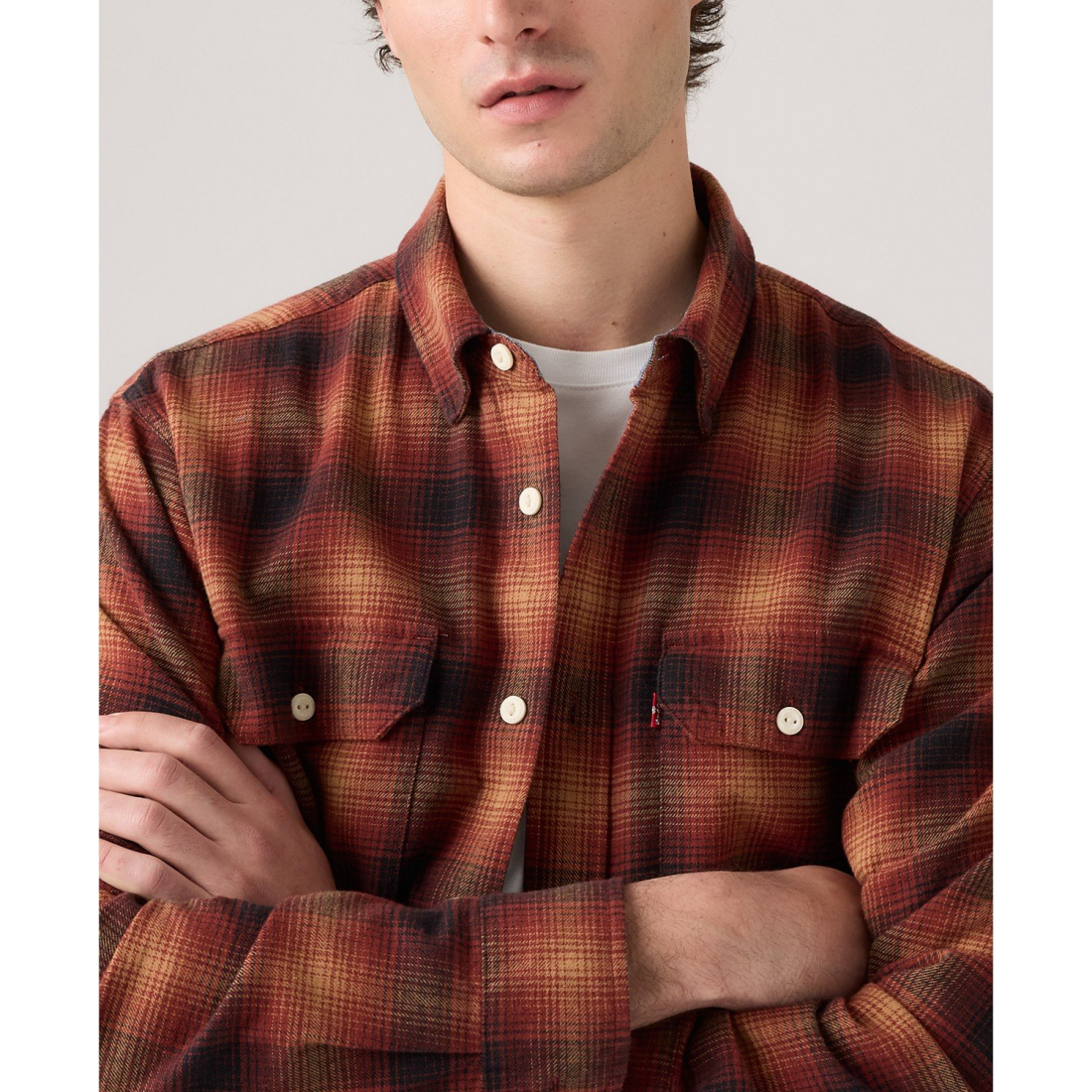 'Relaxed-Fit Long-Sleeve Button-Front Worker Shirt' pour Hommes