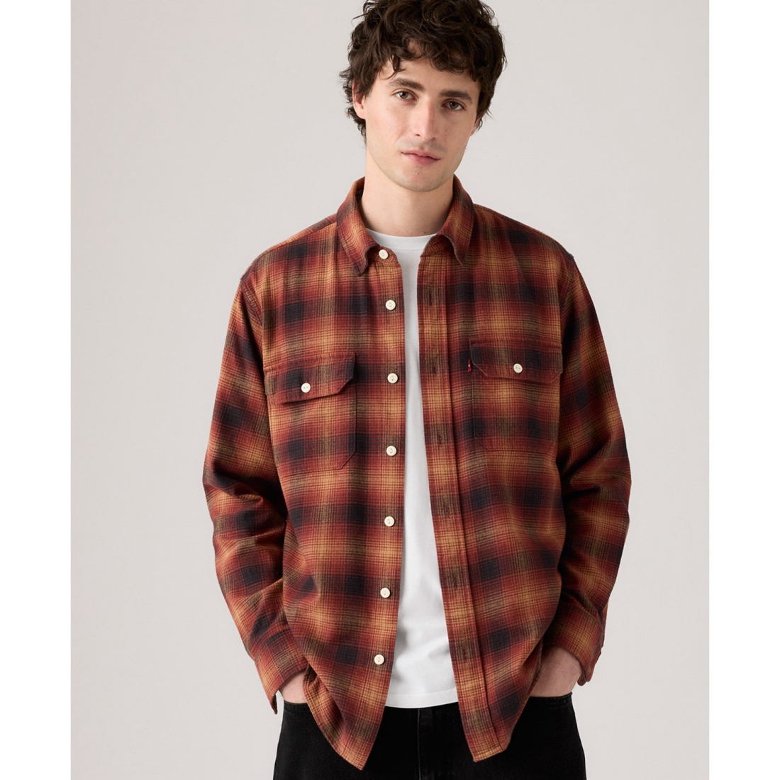 'Relaxed-Fit Long-Sleeve Button-Front Worker Shirt' pour Hommes