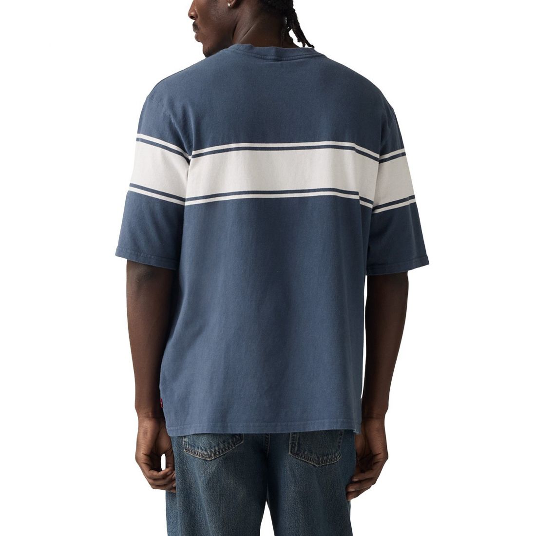 'Relaxed Fit Half Sleeve Striped-Chest T-Shirt' pour Hommes