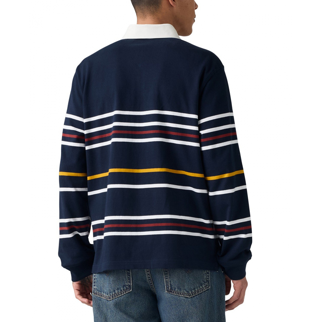 'Union Relaxed Fit Long Sleeve Striped Rugby Polo Shirt' pour Hommes