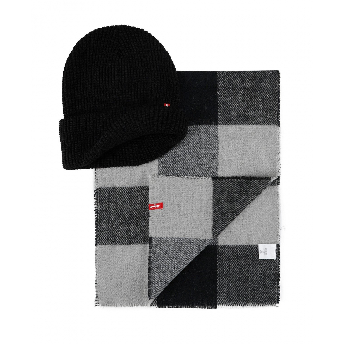 '2-Piece Waffle Knit Beanie and Buffalo Plaid Scarf Gift Set' pour Hommes