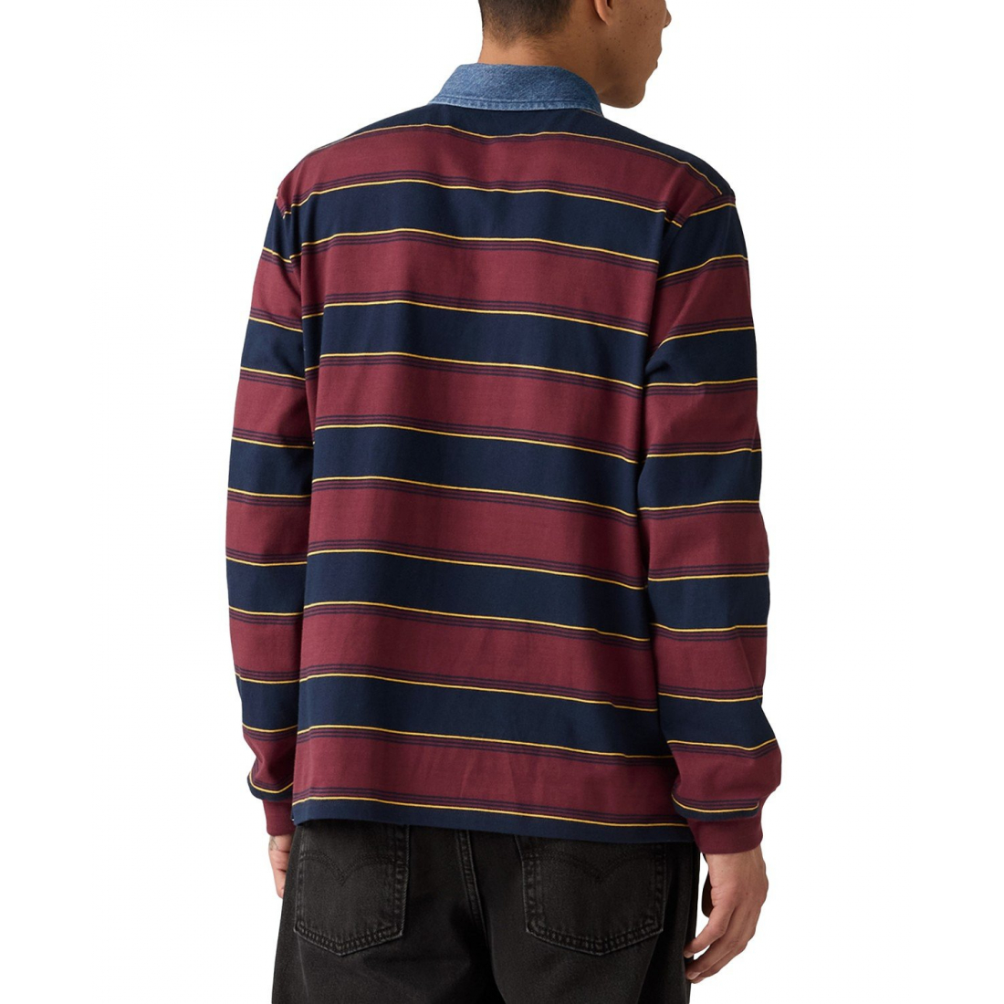 'Relaxed-Fit Long Sleeve Striped Rugby Polo Shirt' pour Hommes