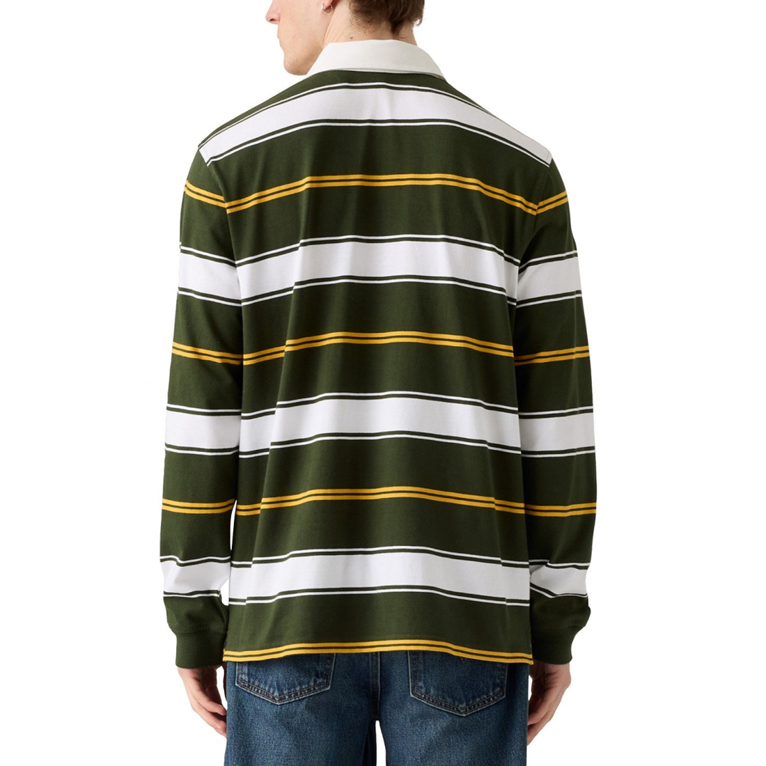 'Relaxed-Fit Long Sleeve Striped Rugby Polo Shirt' pour Hommes
