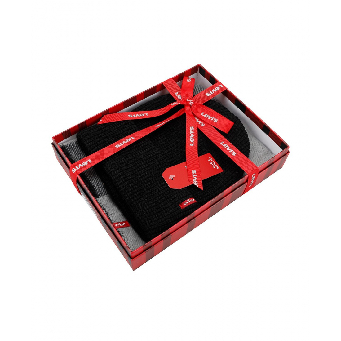 '2-Piece Waffle Knit Beanie and Buffalo Plaid Scarf Gift Set' pour Hommes