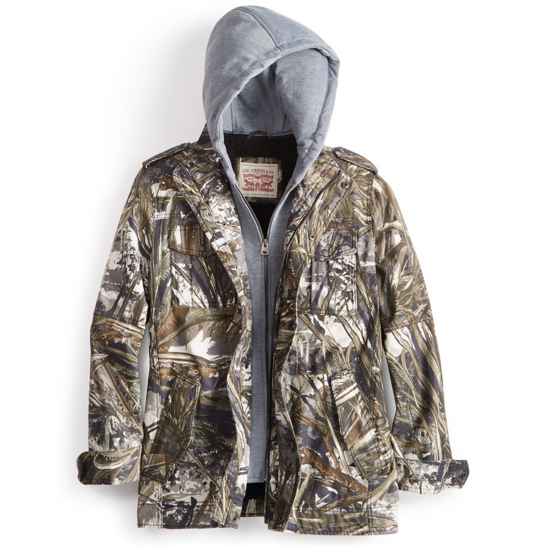 'Men’s Sherpa Lined Two Pocket Hooded Trucker Jacket' pour Hommes