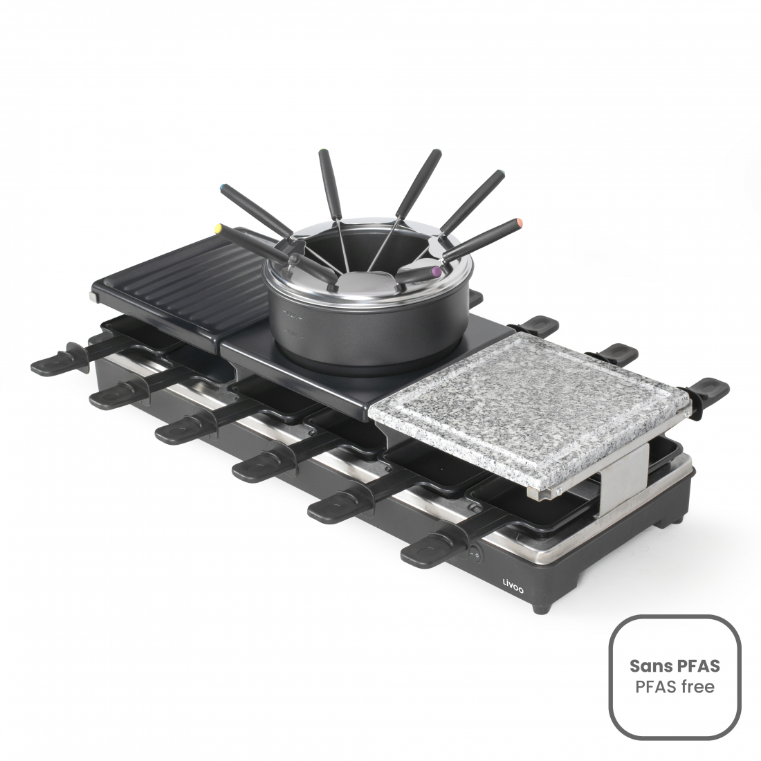 Raclette, Fondue And Crepe Maker For 12 People