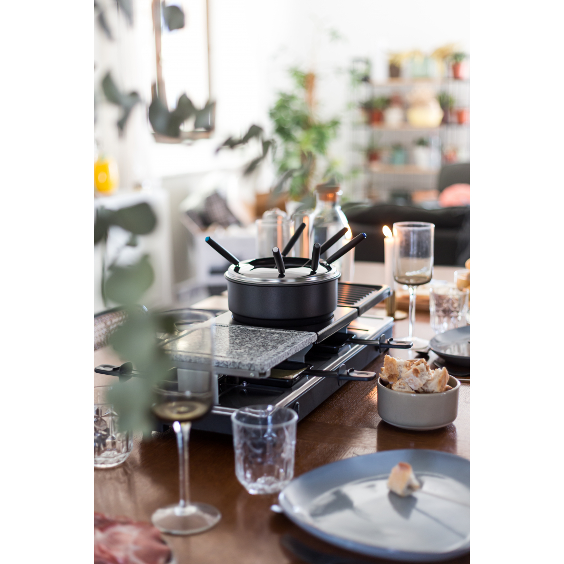 Raclette, Fondue And Crepe Maker For 12 People