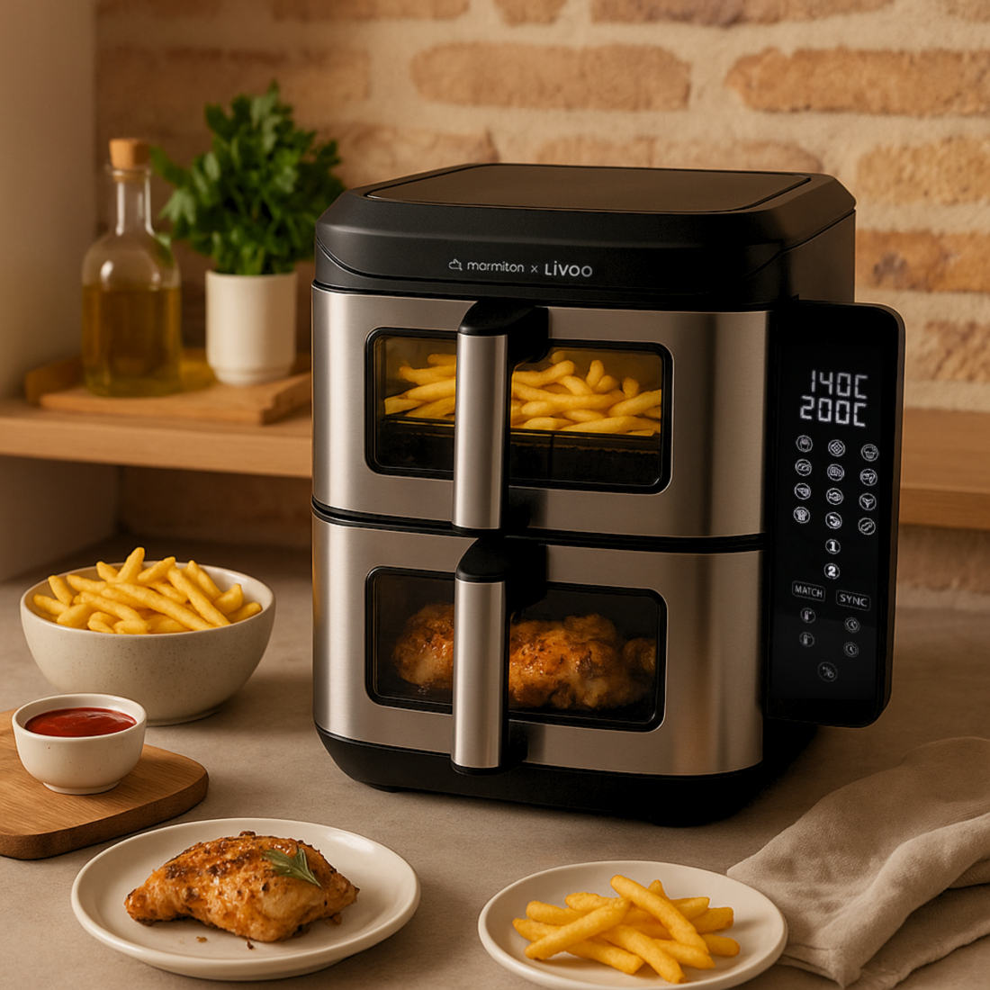 x Marmiton Double Basket Air Fryer 11L