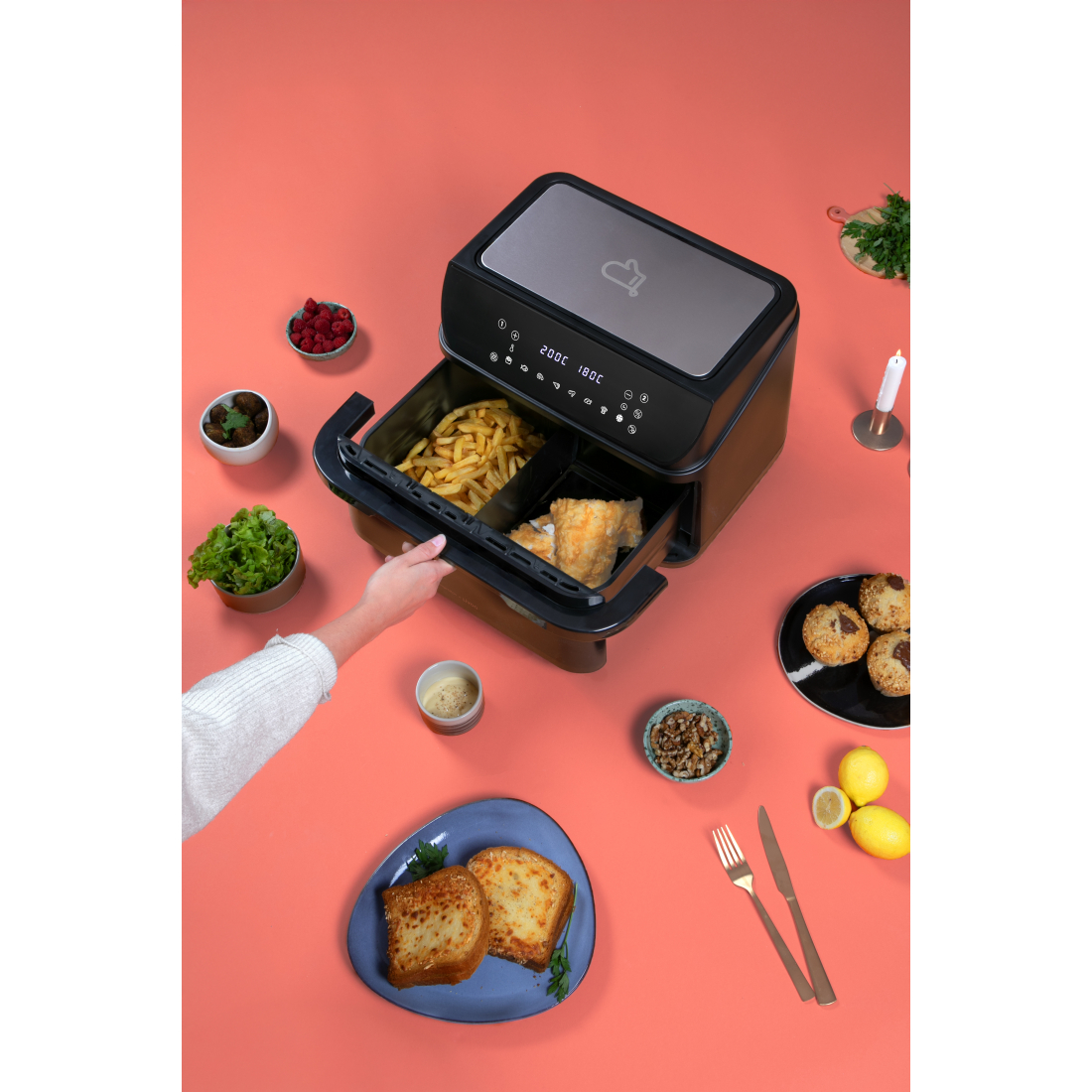 x Marmiton Heißluftfritteuse Mit Trenneinsatz, 10 L