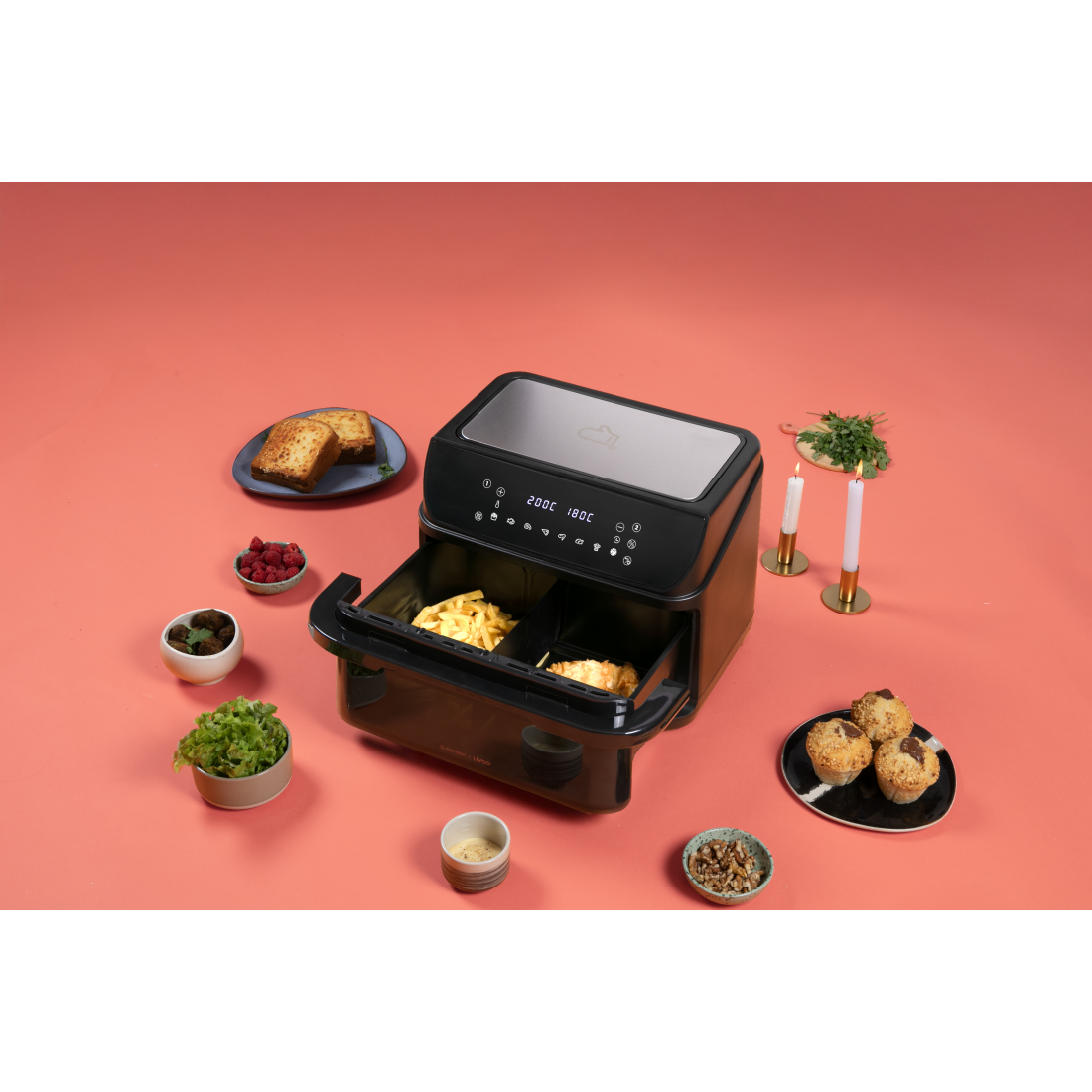 x Marmiton Heißluftfritteuse Mit Trenneinsatz, 10 L