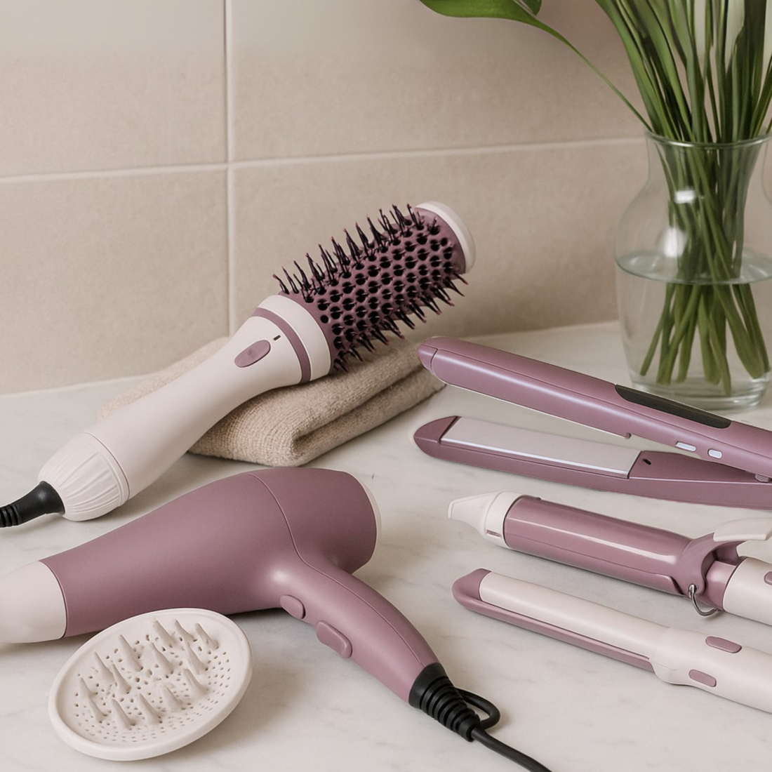Hair Straightener And Curling Iron Set