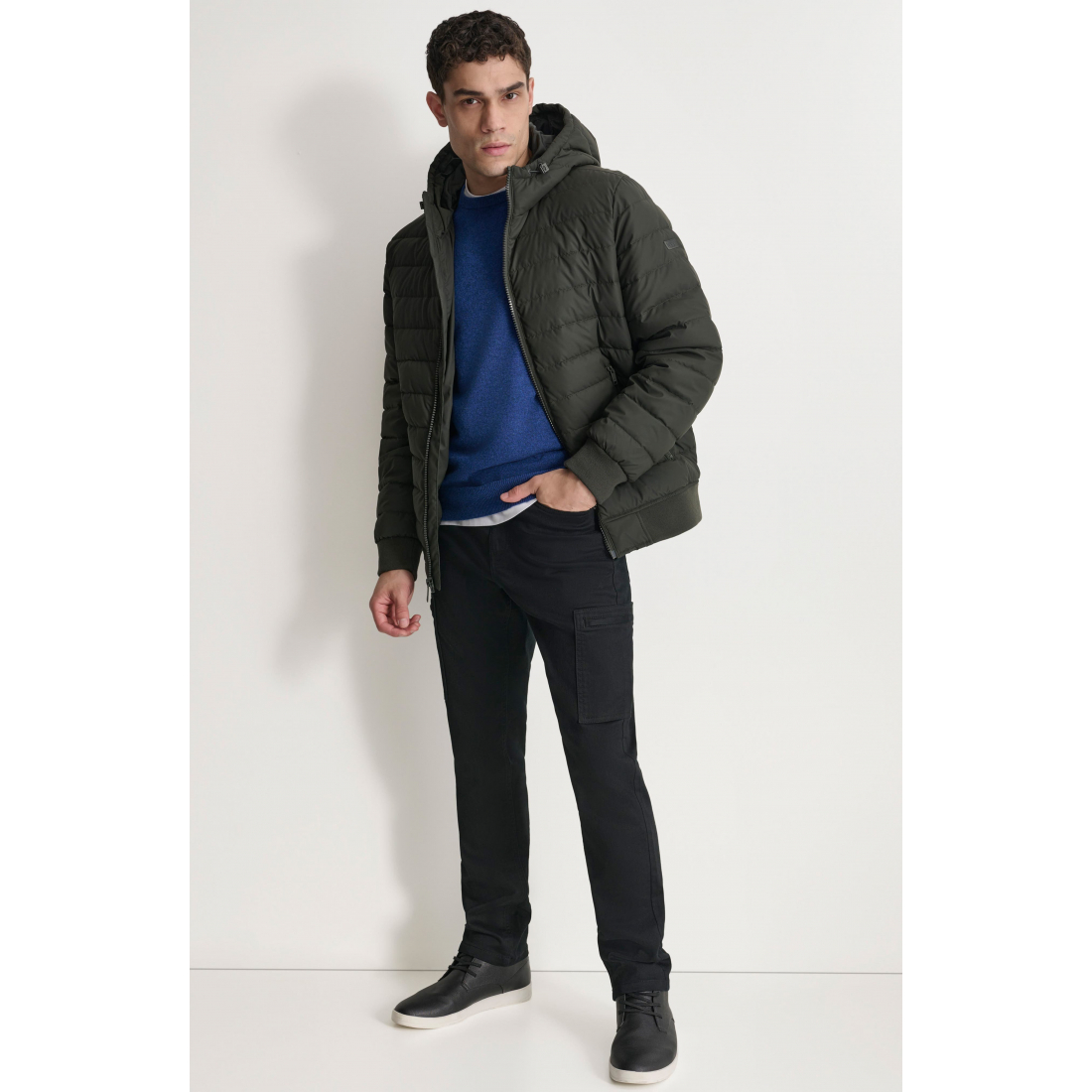 'Rubberized Front Zip' Pufferjacke für Herren