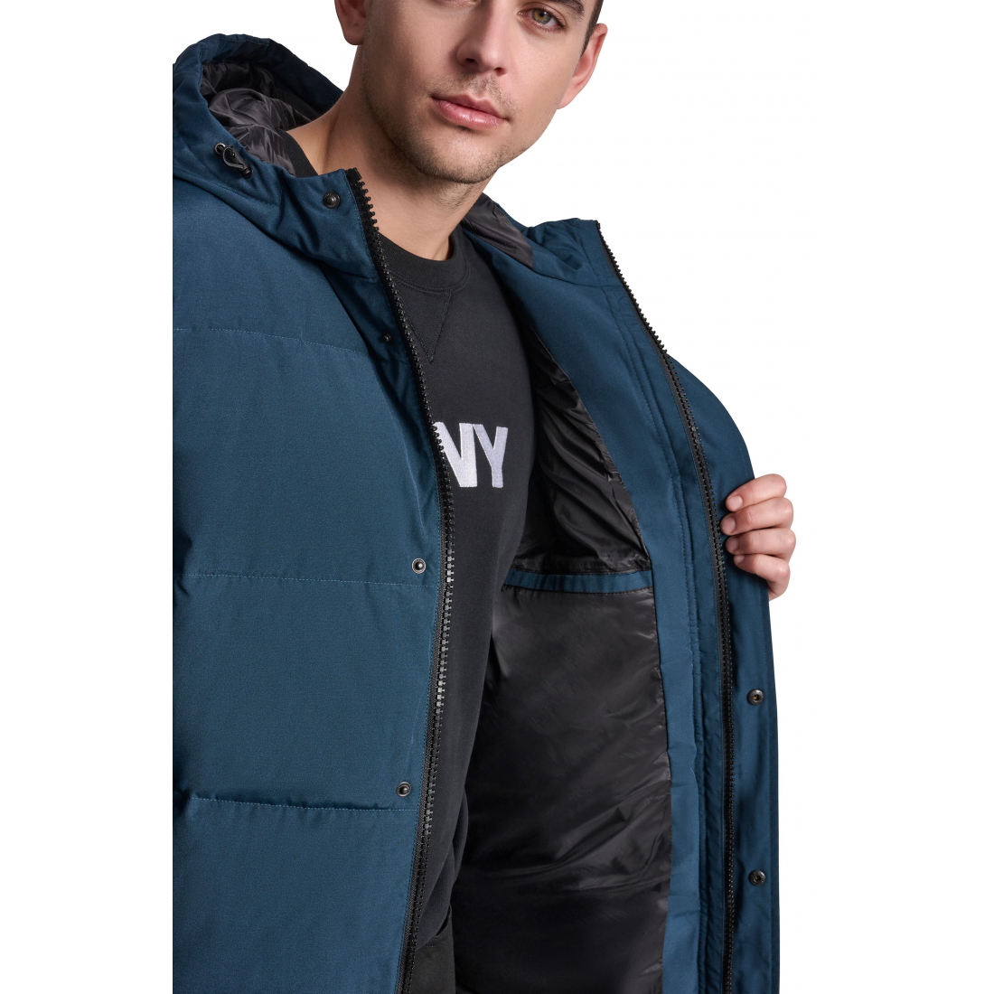 'Zip Front Longline' Pufferjacke für Herren