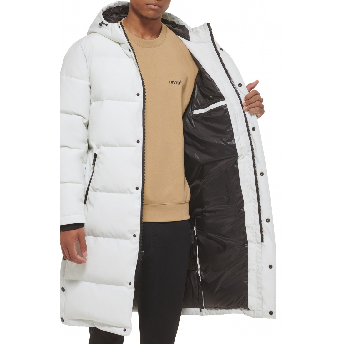 'Zip Front Longline' Pufferjacke für Herren