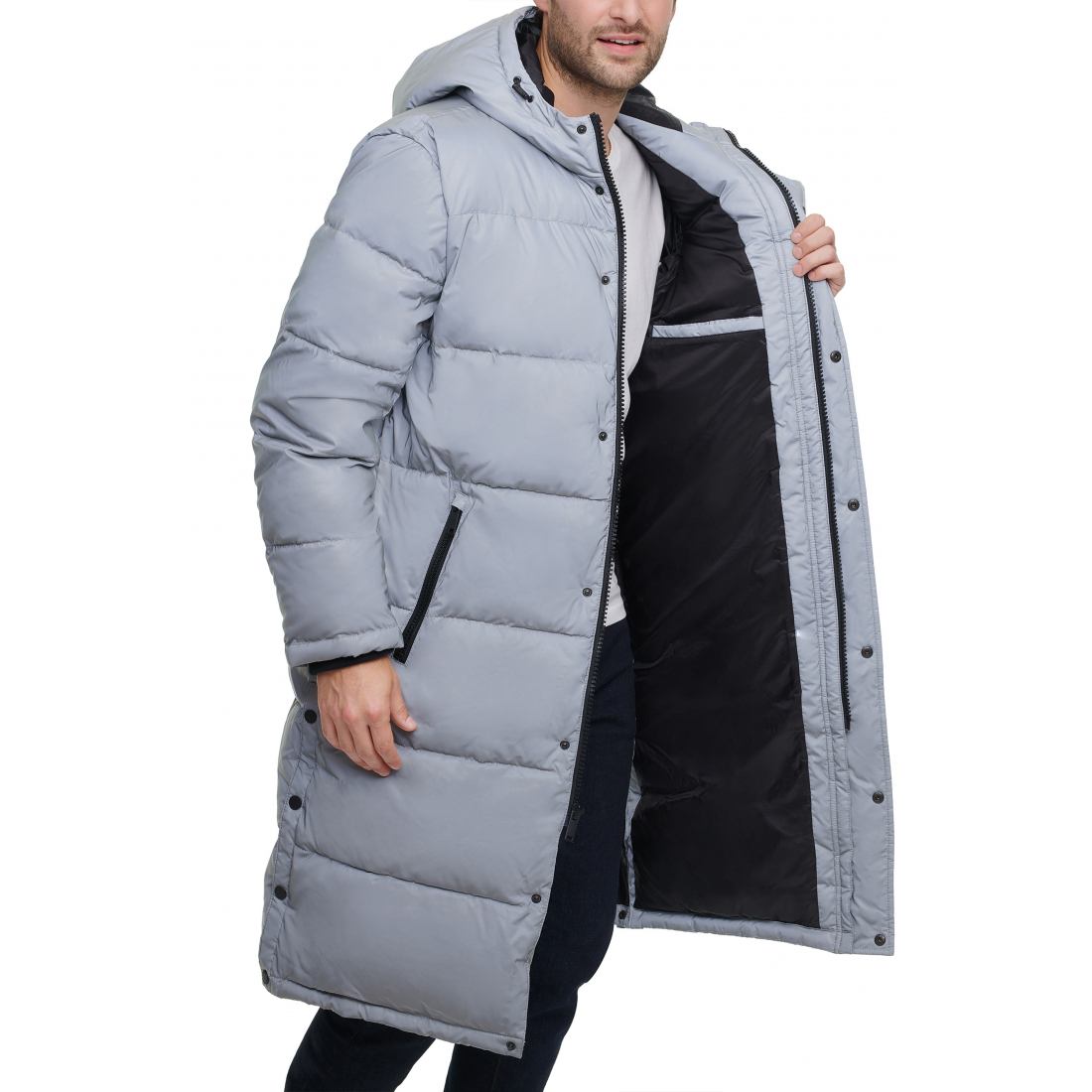 'Zip Front Longline' Pufferjacke für Herren