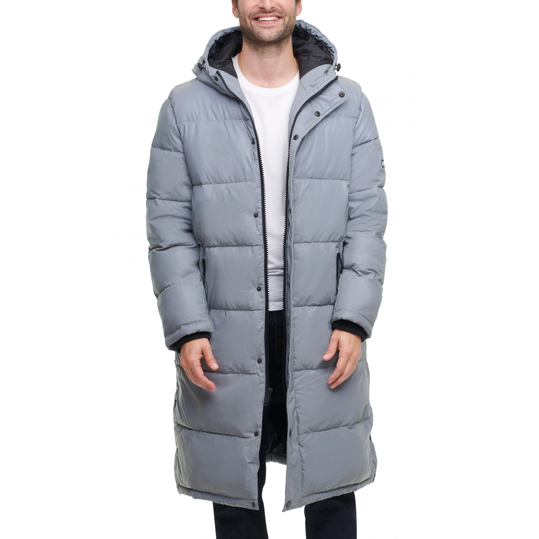 'Zip Front Longline' Pufferjacke für Herren