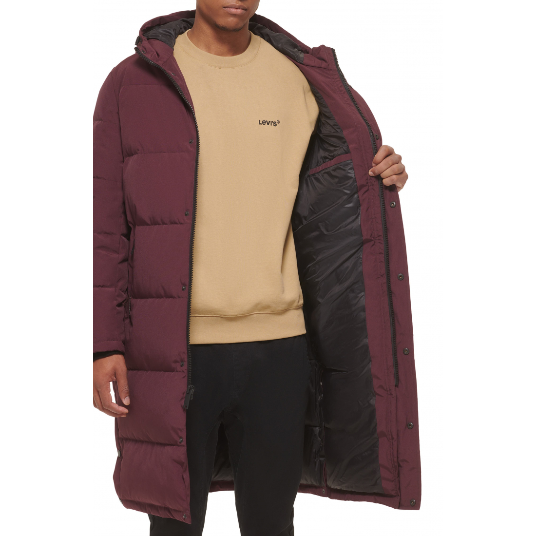 'Zip Front Longline' Pufferjacke für Herren