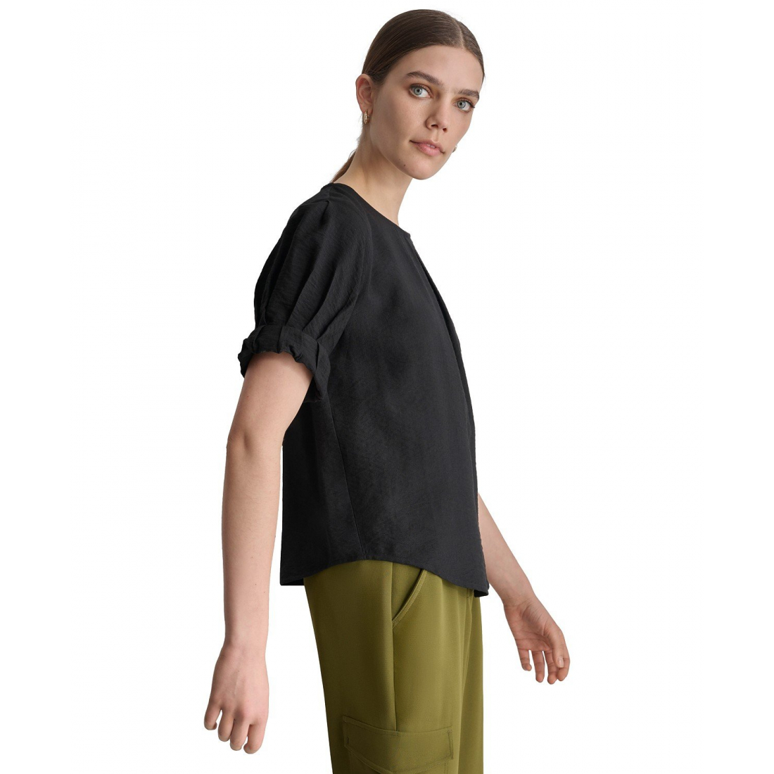 Blouse à manches 3/4 'Puff-Sleeve Pleated' pour Femmes