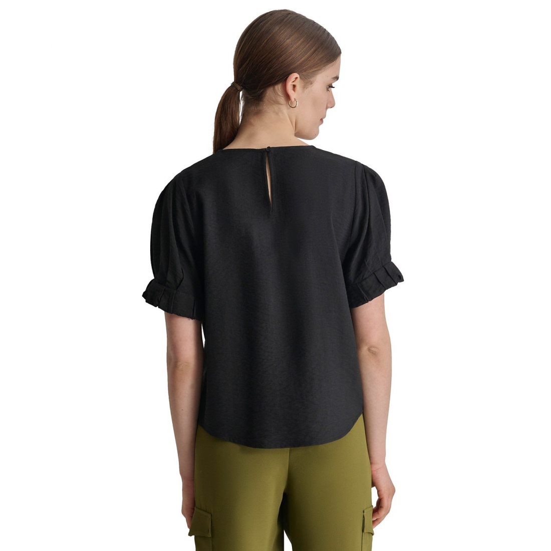 Blouse à manches 3/4 'Puff-Sleeve Pleated' pour Femmes
