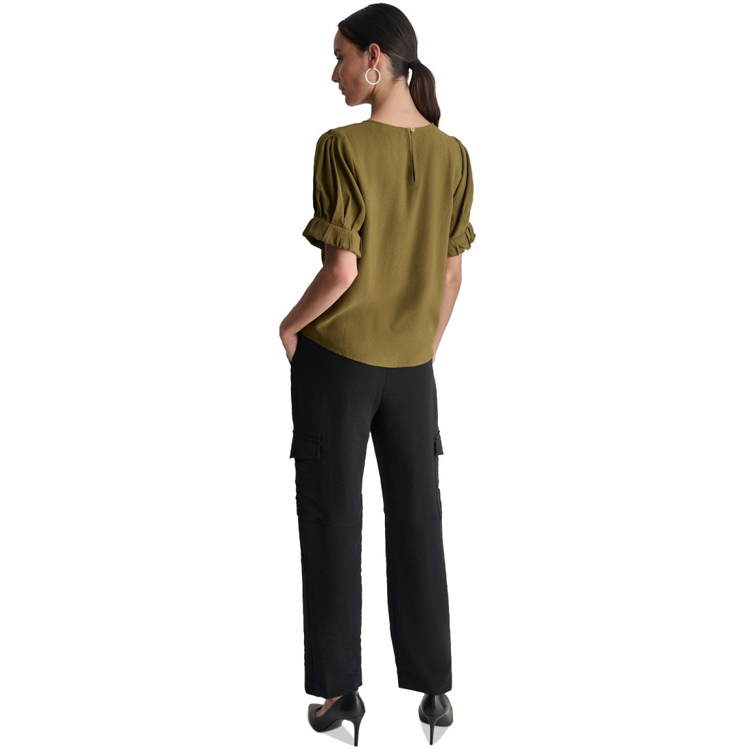 Blouse à manches 3/4 'Puff-Sleeve Pleated' pour Femmes