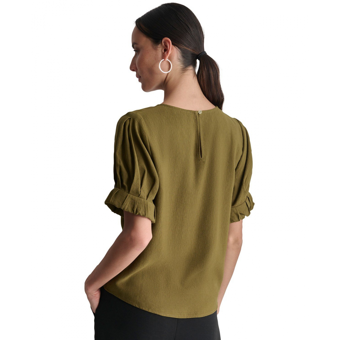 Blouse à manches 3/4 'Puff-Sleeve Pleated' pour Femmes