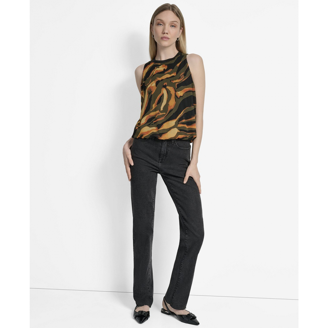 Haut sans manches 'Printed Bubble-Hem' pour Femmes