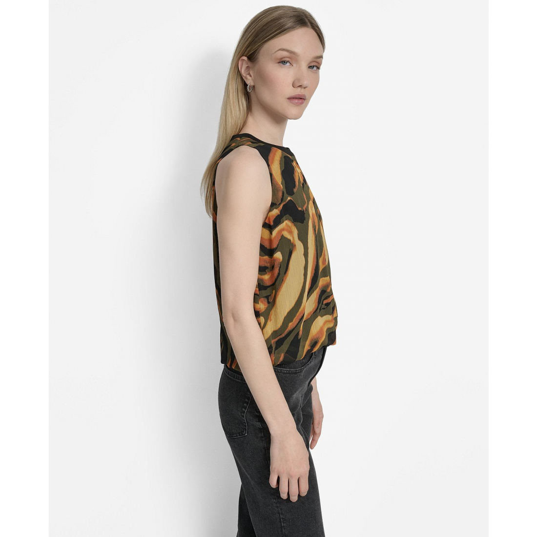 Haut sans manches 'Printed Bubble-Hem' pour Femmes