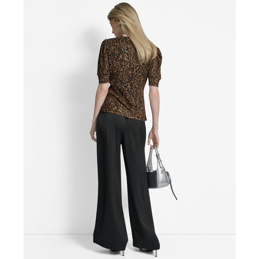 Top à manches 3/4 'Printed Puff-Sleeve Ruched' pour Femmes