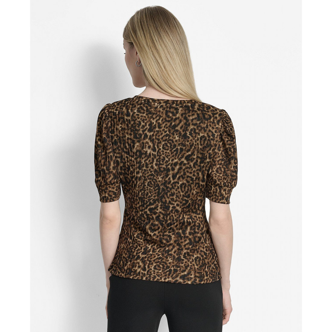 Top à manches 3/4 'Printed Puff-Sleeve Ruched' pour Femmes