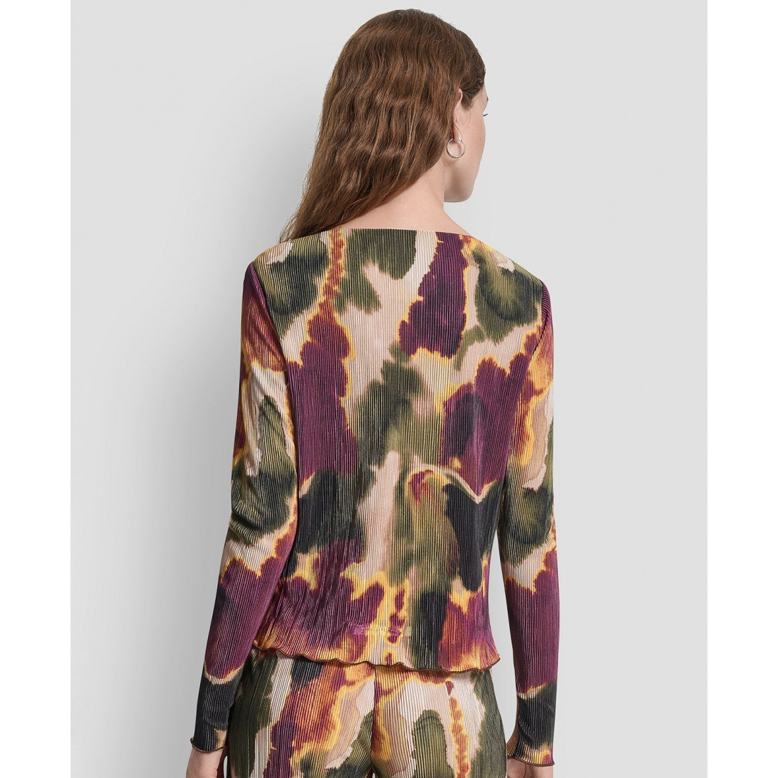 Top à manches longues 'Plisse Printed' pour Femmes