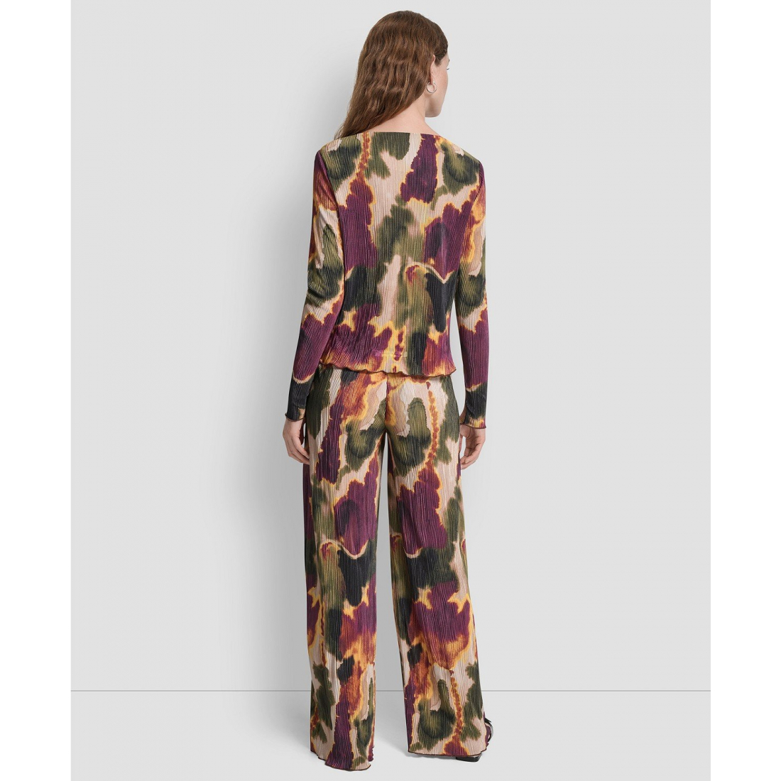 Top à manches longues 'Plisse Printed' pour Femmes