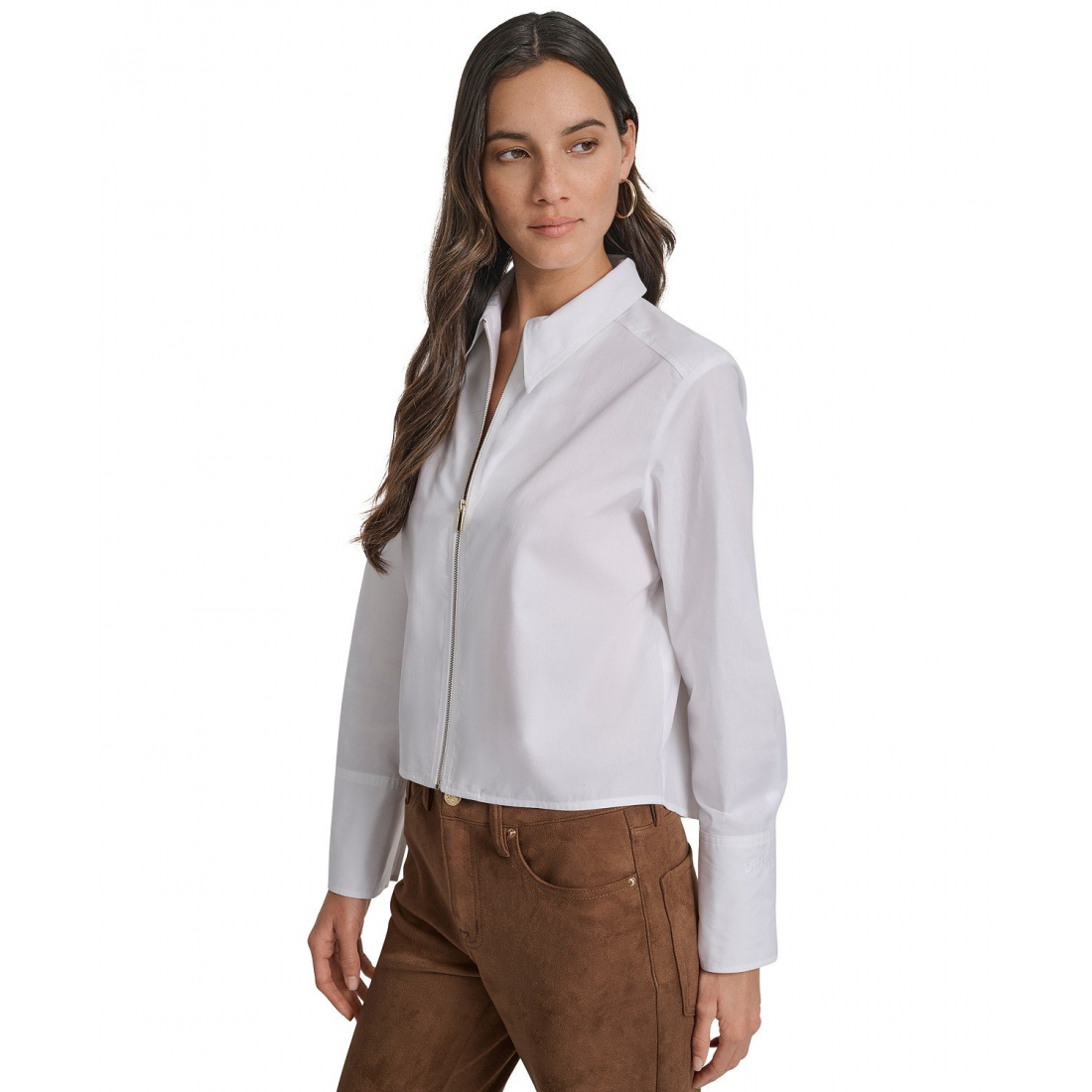 Chemise 'Collared Cotton Poplin Zip-Front' pour Femmes