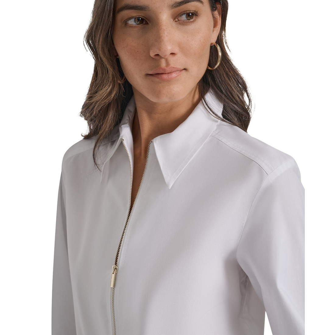 Chemise 'Collared Cotton Poplin Zip-Front' pour Femmes