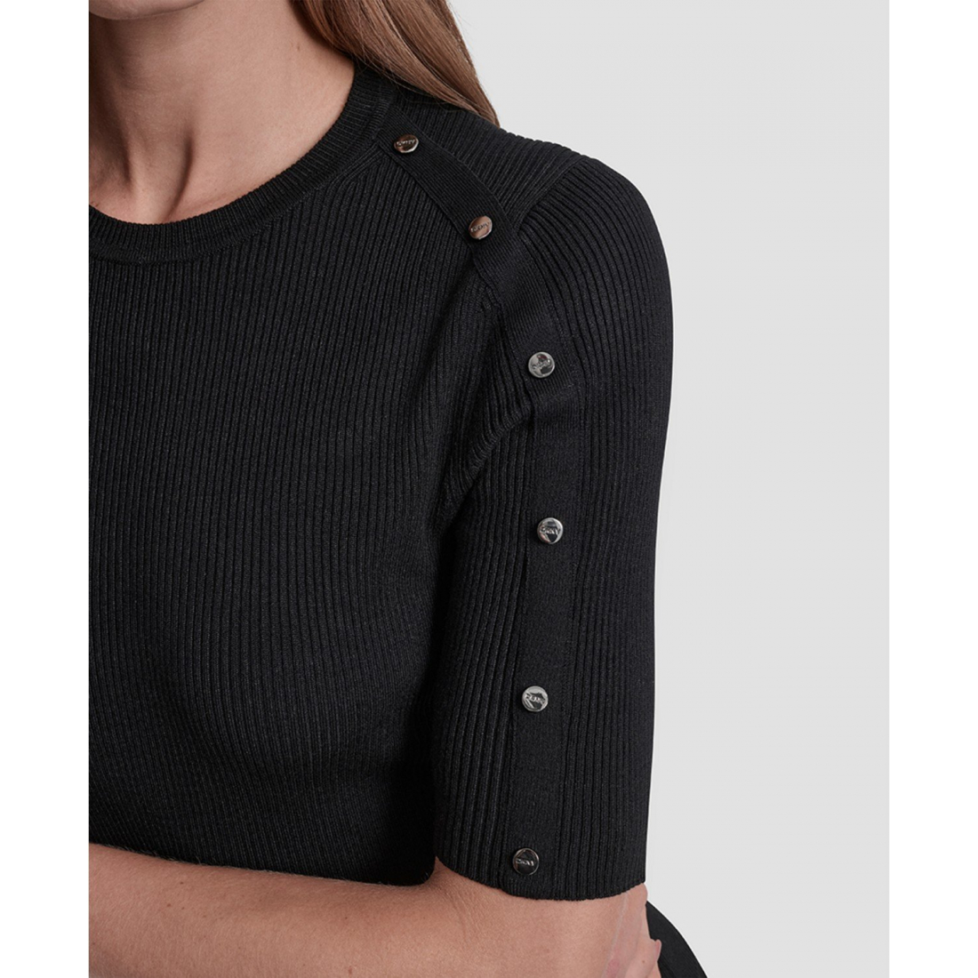 Top à manches 3/4 'Button Detail' pour Femmes