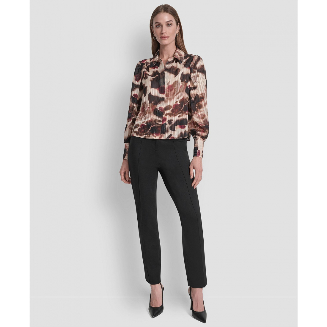 Blouse à manches longues 'Covered Placket Balloon' pour Femmes