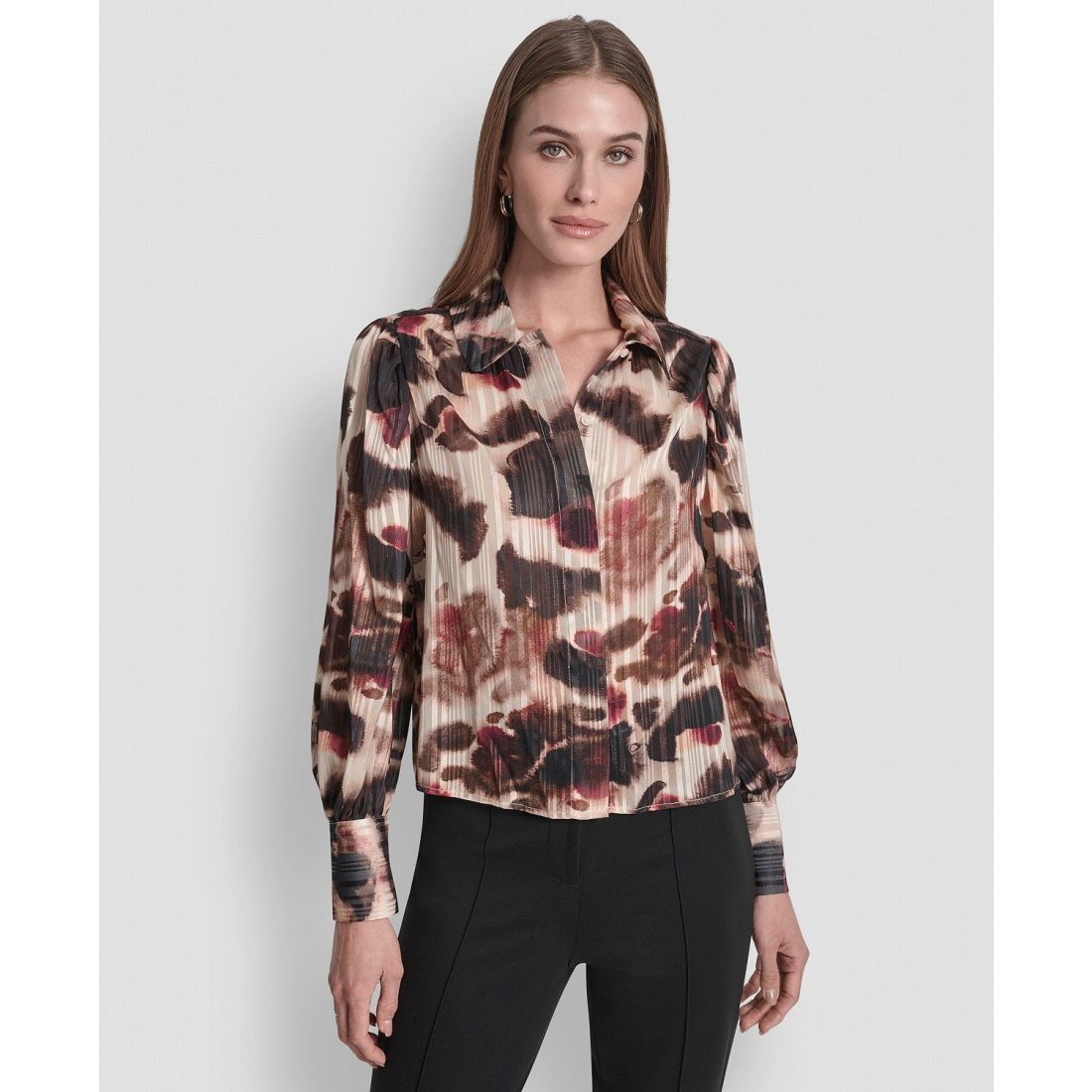 Blouse à manches longues 'Covered Placket Balloon' pour Femmes