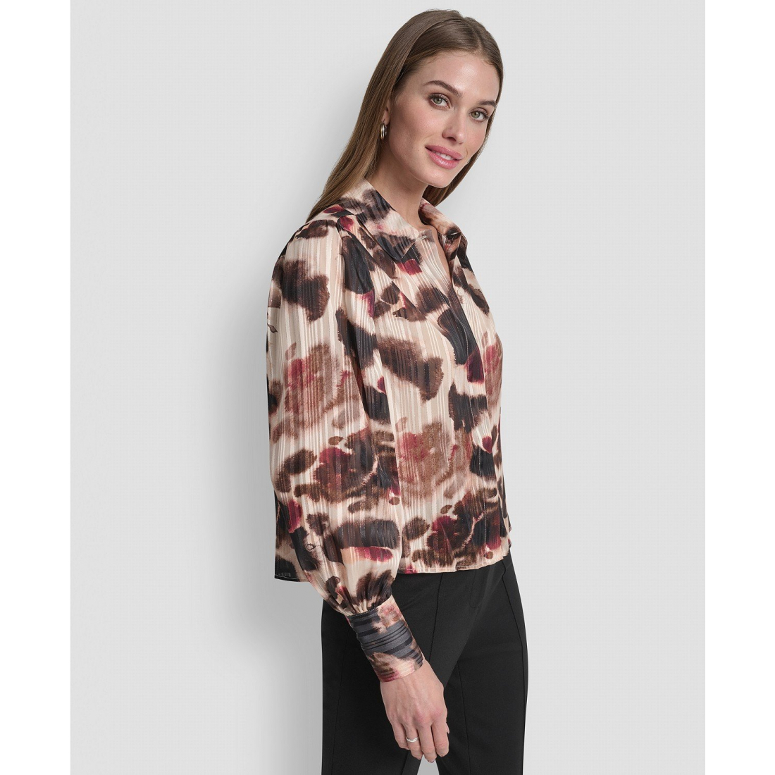 Blouse à manches longues 'Covered Placket Balloon' pour Femmes