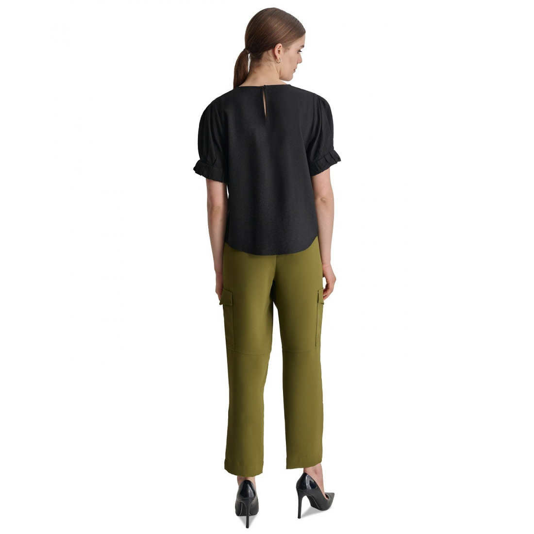 Blouse à manches 3/4 'Puff-Sleeve Pleated' pour Femmes