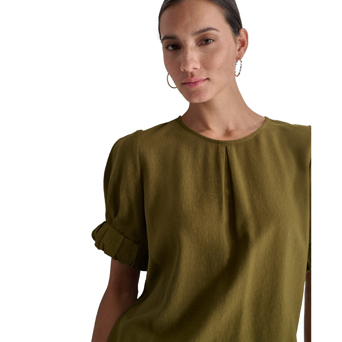 Blouse à manches 3/4 'Puff-Sleeve Pleated' pour Femmes