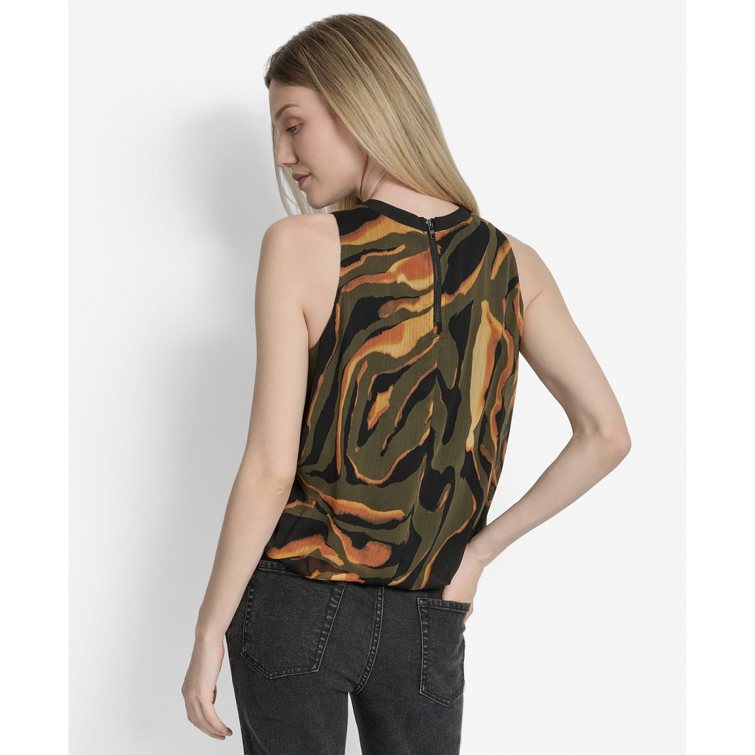 Haut sans manches 'Printed Bubble-Hem' pour Femmes