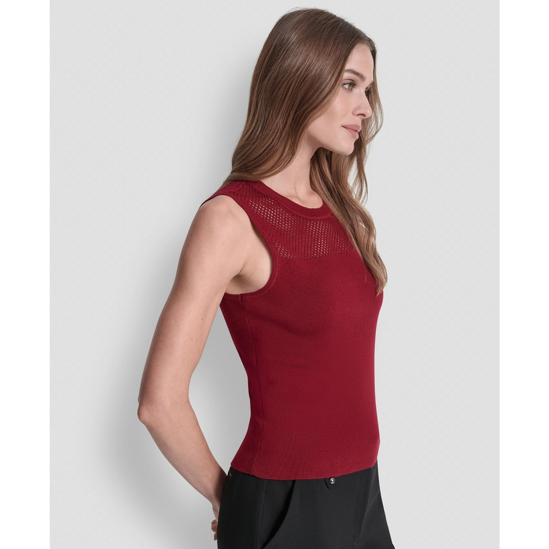 Top à manches courtes 'Mesh Yoke' pour Femmes