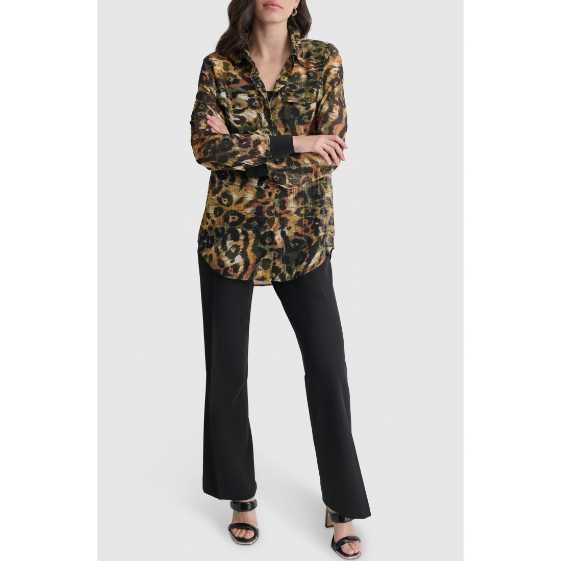 Chemise 'Metallic Animal Print Button-Up' pour Femmes