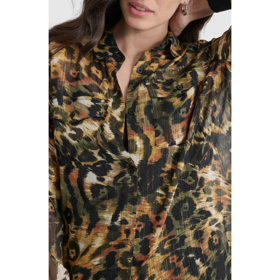 Chemise 'Metallic Animal Print Button-Up' pour Femmes