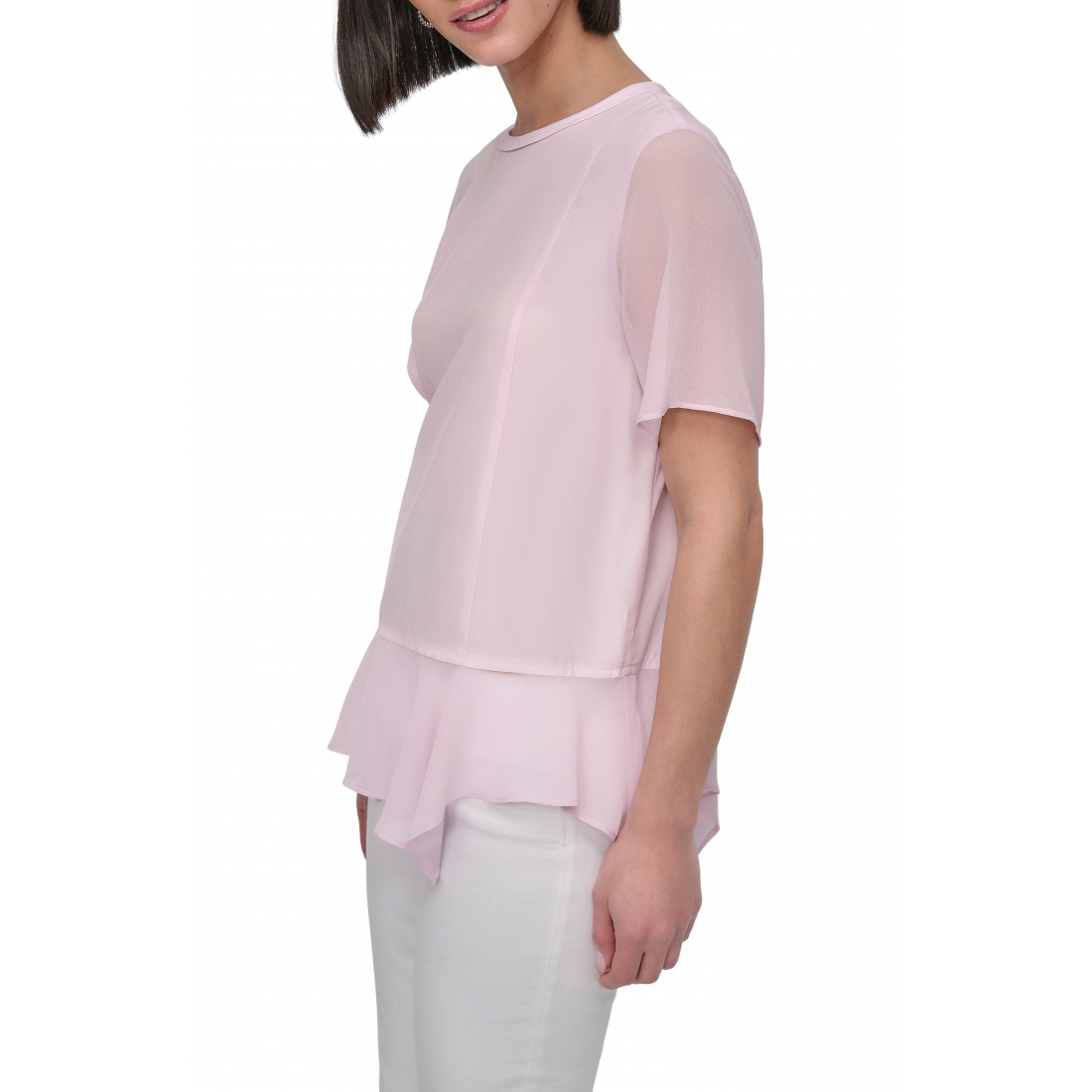 Top à manches courtes 'Handkerchief Hem Mixed Media' pour Femmes