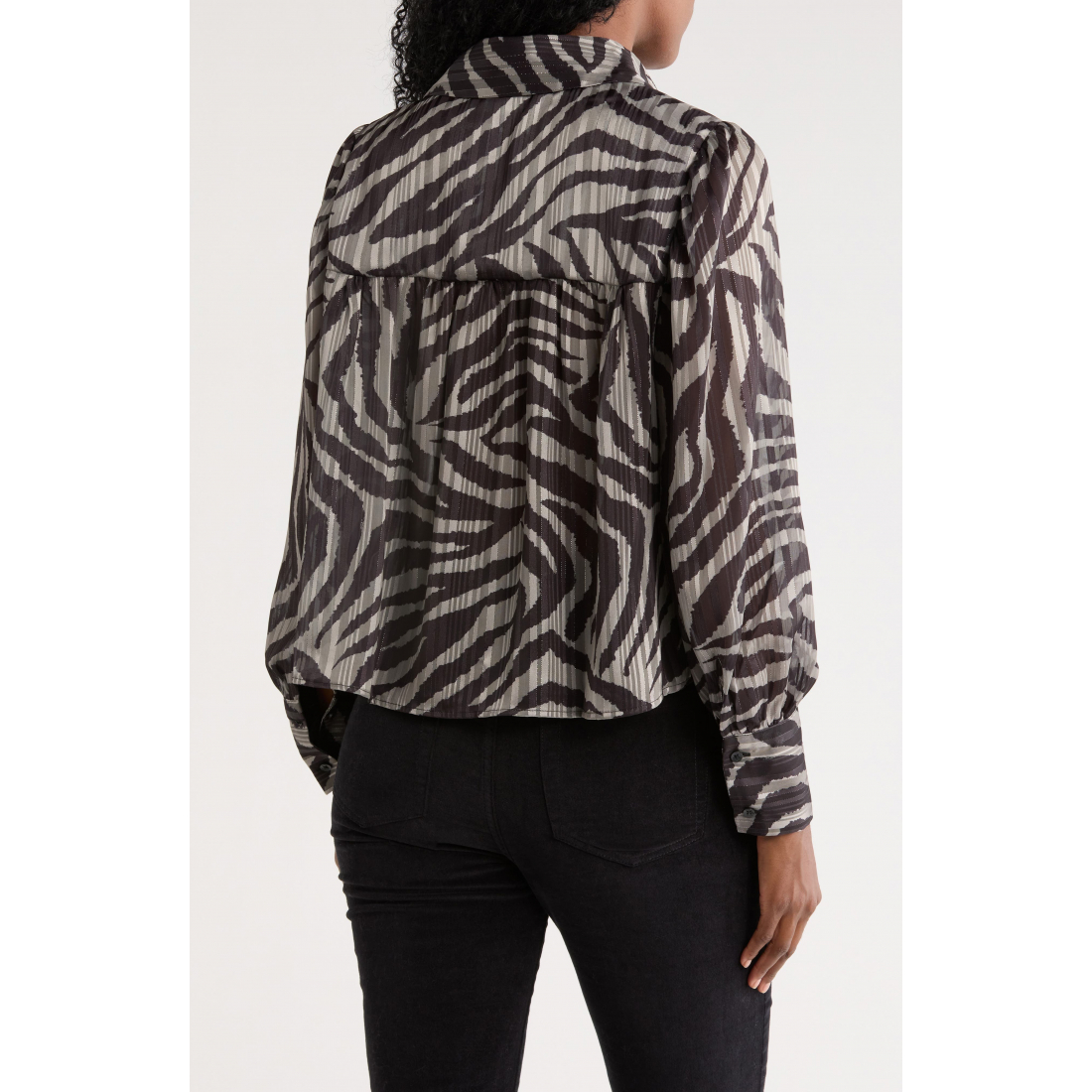 Chemise 'Metallic Shadow Stripe Long Sleeve Button-Up' pour Femmes
