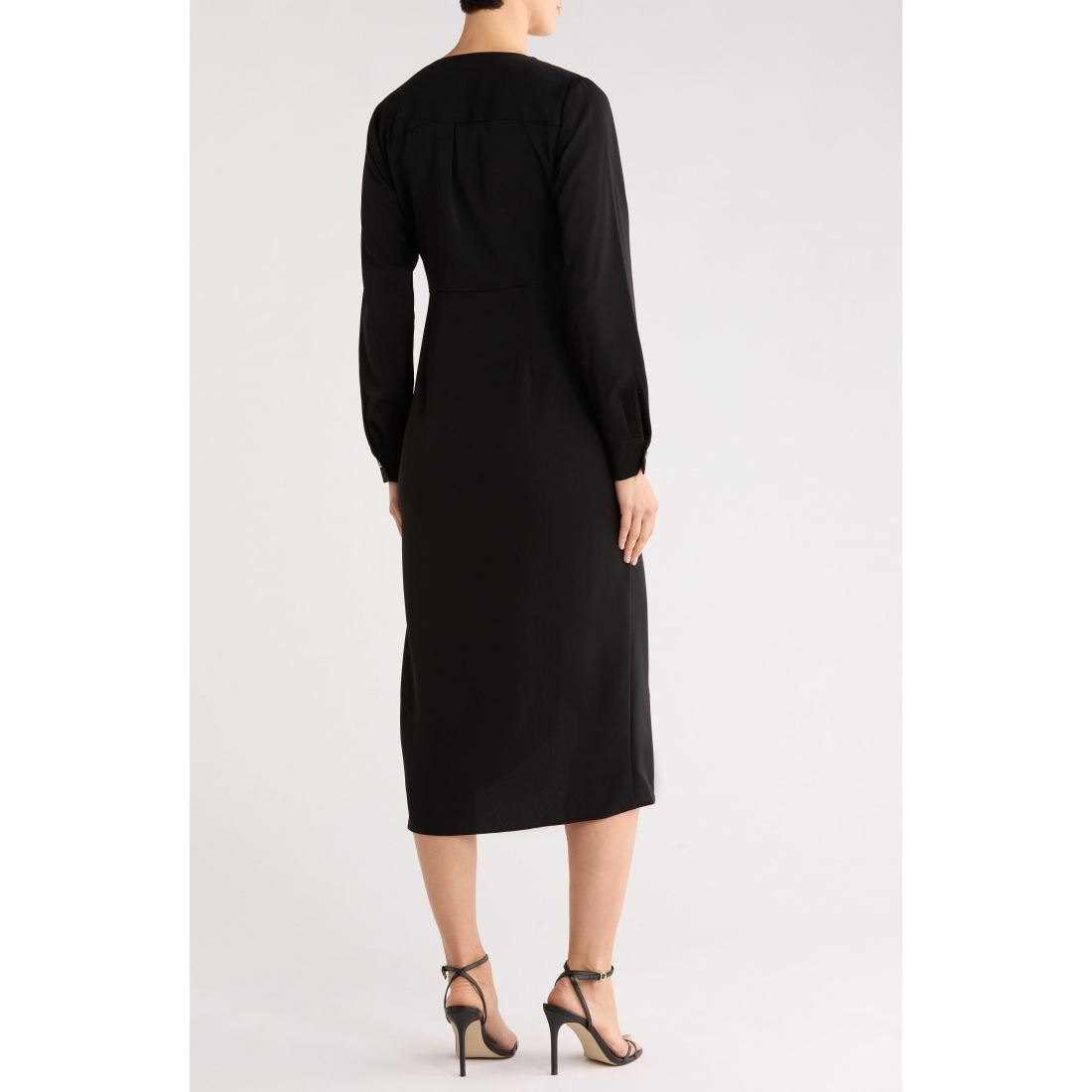 Robe Midi 'Long Sleeve Faux Wrap' pour Femmes